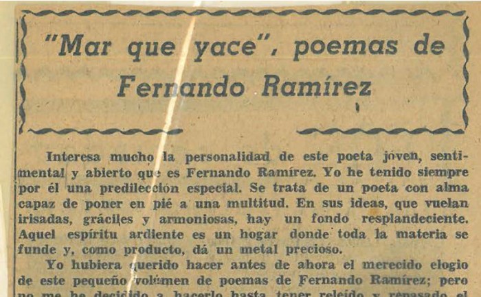 Rescatamos una crítica de Juan Benítez Inglott al poemario “Mar que yace” (1964)