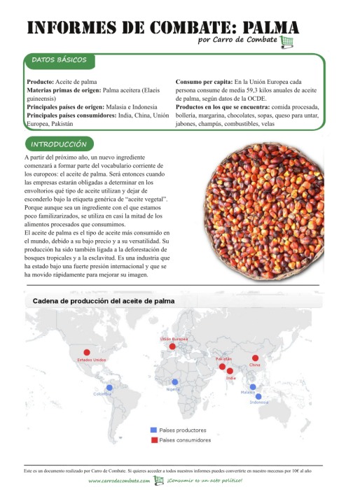 Liberamos el Informe de Combate sobre el aceite de palma