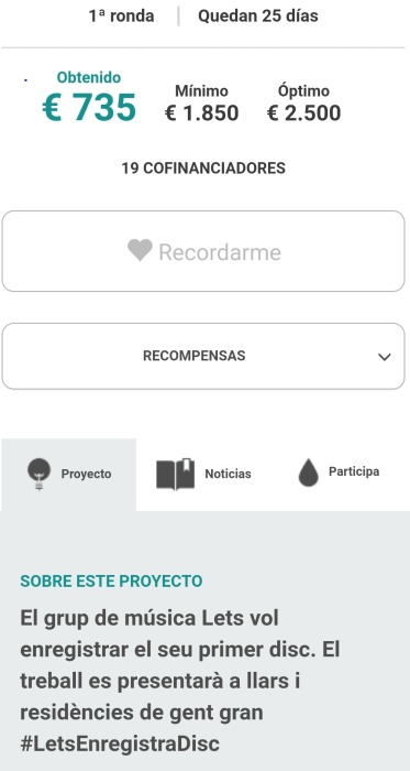 Falten 1115 euros per arribar al import mínim per poder fer realitat el projecte de Lets